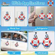 2pcs/Set Cruise Door Magnetic Anchor, Car Magnetic Anchor, Magnetic Sticker With Life Buoy, Comes With 3 Paint Pens, Nautical Ship Anchor, Cruise Door Decor, Fridge Decor, Cruise Fridge Decor, Beach Party Gifts - 2 PCS Magent+3pen - View 6