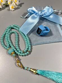 2串/套斋月祈祷念珠，99颗6毫米硅胶计数珠念珠，斋月礼品包装，计数器，仿珍珠珠电子计数器，斋月祈祷计数套装，男女通用 - 多色 - 查看 20