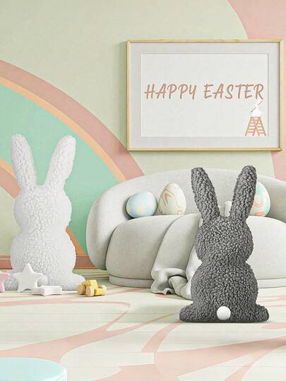 柔软蓬松的兔子毛绒抱枕，可爱的兔子装饰靠垫，适合客厅、卧室、书房，是日常使用、派对、复活节装饰的理想之选。