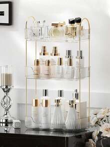 Prateleira de Acrílico Organizadora de Alta Qualidade para Cosméticos e Perfumes em Armários de Banheiro, Transparente, Adequada para Escritório, Banheiro, Cozinha e Sala de Estar. Ideal para Organizar Lanches, Temperos, Cosméticos, Alimentos e Utensílios Domésticos na Sala de Estar. - Branco - Ver 1