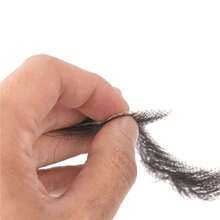 Realistic Human Hair Goatee Fake Beard For Halloween Party - Dark Black - View 2