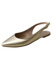 Women's Open Toe Flat Sandal Donatella Buckle Casual Plain - 金色 - 查看 2
