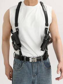 Concealed Shoulder Holster, Adjustable Outdoor Shoulder Strap Underarm Gun Holster With Dual Magazine Pouches, Leather - Multicolor - View 12