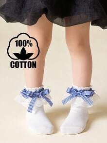 1 Pair Cotton Children's Lace Plaid Bow Ruffle Dance Princess Fashion Versatile Party Socks - Multicolor - View 10