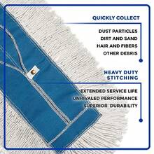 Nine Forty 36" Premium Cotton Dust Mop Kit - Heavy Duty Mop Head With Wood Handle For Industrial Commercial And Residential Cleaning - Dry Floor Duster For Hardwood Surfaces - White - Wooden Handle - 查看 5