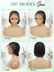 HD Full Lace Braided Headband Wig, Short Lace Braided Curly Ends, Fashionable Halloween Gift | Stylish Wear - Black - View 5