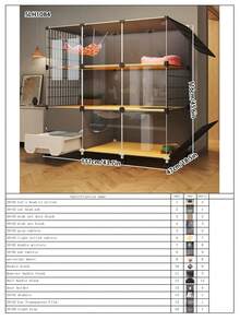 Multi-Layer Transparent Cat Cage With Drawer Litter Box, Easy To Clean Detachable Assembly Cat Villa House - Multicolor - View 13
