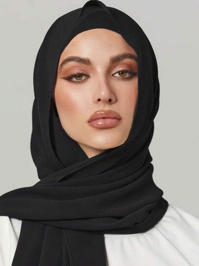 2pcs Women Scarf Tie Headband Set, Versatile Underlay Cap Combo, Hijab Middle East Abaya Accessory, Elastic Underlay Cap & Chiffon Scarf Set, Casual Outfit