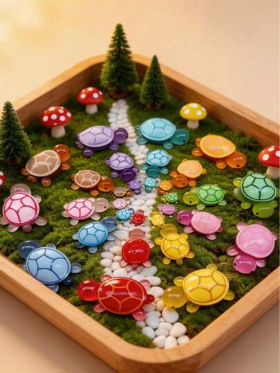 Luminous Turtle Mini Landscape Decoration Set, Colorful Glowing Turtle Sculpture Made Of Resin, Glossy Turtle Shell, Ideal For Fairy Garden, Micro Landscape Or Aquarium, Nightlight Desktop Decor, Perfect For Reptile Enthusiasts