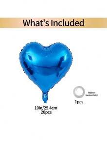 21pcs/Set, Pink, Rose Gold, Silver, Purple, Fuchsia, Green, Blue, Mixed Color, Red Heart Foil Balloons And Ribbons, Suitable For Valentine's Day, Wedding, Bridal Engagement, Party, Anniversary Decor, Wedding Decoration, Mother's Day Decor - Red - View 16