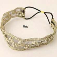 1pc Pearl Lace Headband, Sweet Goddess Mesh Hair Band, Facial Washing Bun Hairstyle Accessory Fashion Women Hair Accessories - Black - View 3