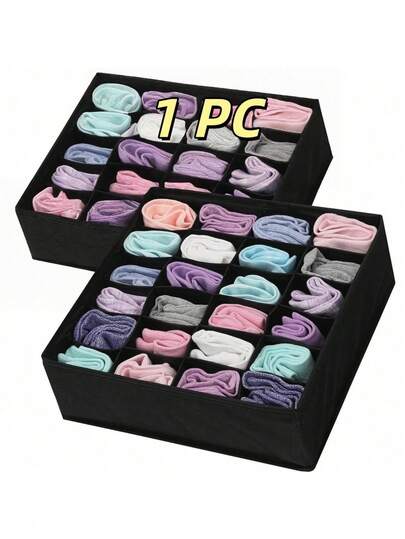 1 pieza Organizador de cajón plegable de 24 rejillas, Caja de almacenamiento de calcetines y ropa interior, Ahorro de espacio para el armario del hogar, Dormitorio