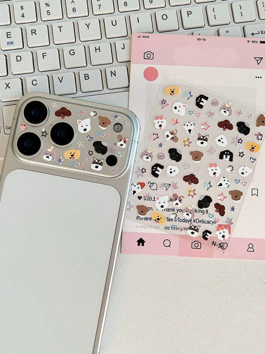Matte Soft Lens Protector 3pcs Camera Lens Protector Film + 1pc Sticker Compatible With IPhone 17 Pro Max/17 Pro Anti-Scratch Cartoon Dog Stickers Spring Gift