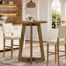 Tribesigns Round Bar Table, 40.15" Bar Height, Bistro Pub Table For Small Bars, Living Room, Kitchen, Brown (Only Table) - Brown - View 5