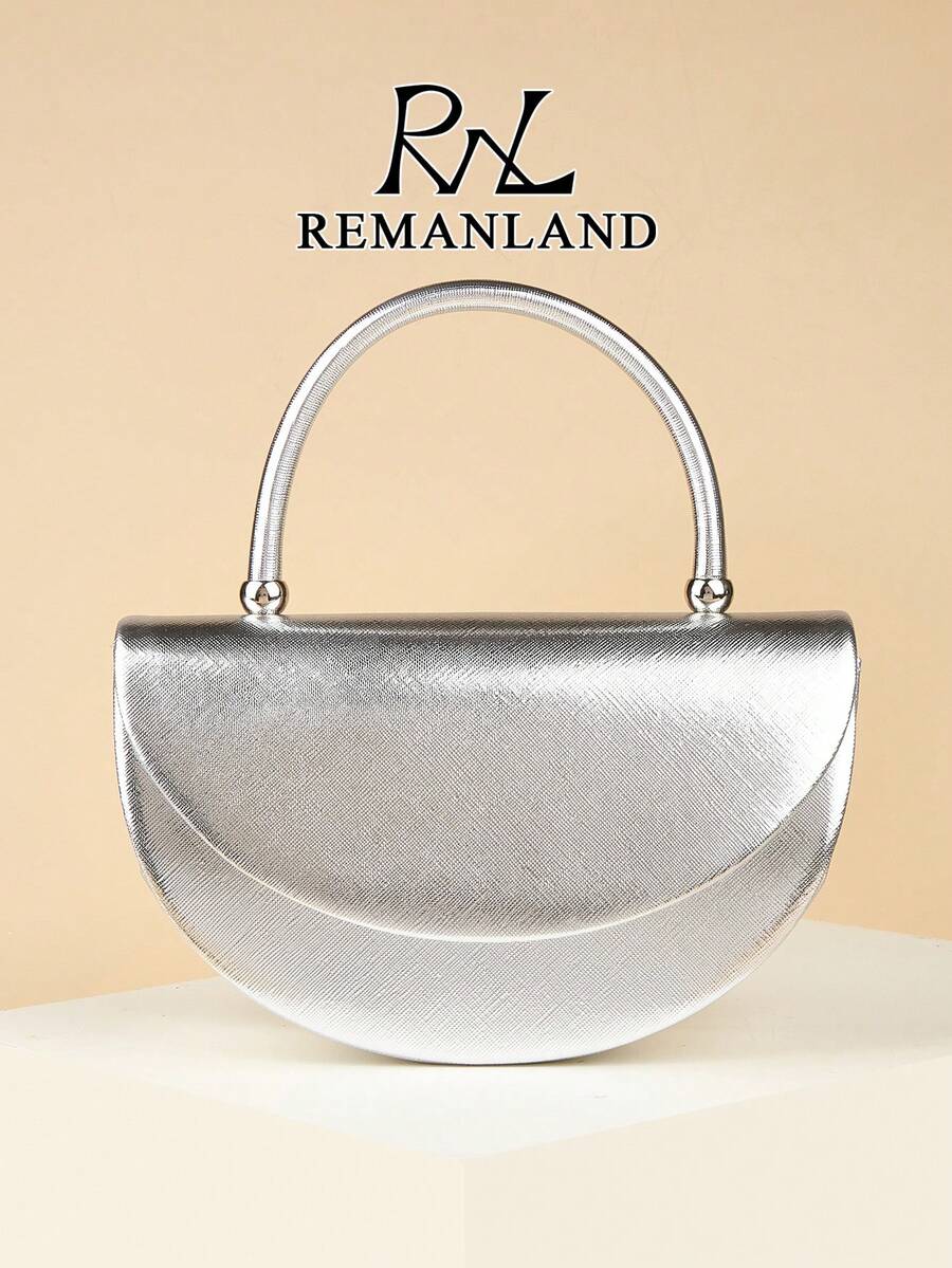 REMANLAND 优雅奢华的女士半圆形手提包，时尚小巧的单肩包，适合女士参加派对、婚礼、晚宴、宴会等场合，是派对女孩、女士的理想之选，也是送给女性的最佳礼物。