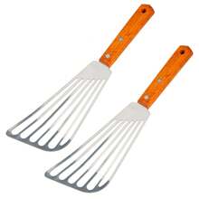 2PCS Stainless Steel Fish Spatula, Slotted Kitchen Turner For Flipping Pancakes Eggs And Cooking - Ginger - View 9