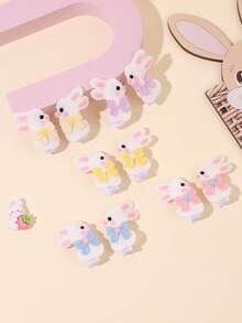 10pcs Easter Bunny Hair Clips For Girls Cute Bunny Embroidery Alligator Clips Cute Hairpins Holiday Barrettes Casual Festive Party Hair Clips Easter Gifts Baby Hair Accessories Sweet Girls Easter Photo Props - Multicolor - View 5