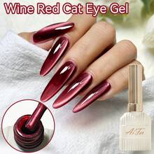 AiFer 1瓶15毫升水晶猫眼磁性凝胶指甲油，酒红色猫眼凝胶指甲油，可卸UV LED凝胶，适合四季美甲设计。 - 酒紅色 - 查看 8