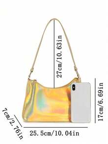 Fashionable Laser Armpit Baguette Bag - Gold - View 2