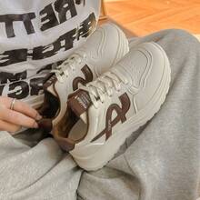 女士透气新款春季厚底运动鞋，超轻增高，超柔软，休闲运动鞋 - 棕色 - 查看 6