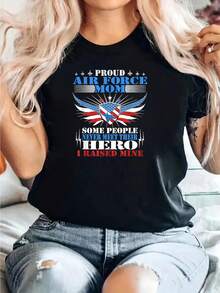 Proud Force Mom I Raised Mine Mother-Shirt - Black - View 2
