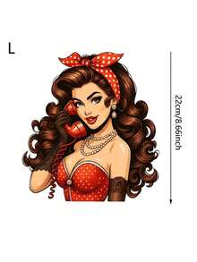 1张/2张/3张复古女孩热转印贴纸，适用于DIY T恤、牛仔裤、枕头、背包、帽子和沙发套，防水、防褪色、耐用、可水洗塑料贴纸，趣味图案，可用于布料装饰、服装点缀、手工爱好者等。 - L - 查看 9