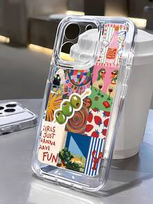 1pc Fashionable Grape Party Cat Graphic Patchwork Aesthetic Pattern Full Coverage Transparent TPU Anti-Fingerprint Phone Case Compatible With IPhone 16 ProMax/16/16 Pro/16 Plus/11/15/15 Pro/15 ProMax/12/13/14 ProMax/XS/XR/11 Pro/11 ProMax/12 Pro/12 ProMax/13 Pro/13 ProMax/7 Plus/14 Pro/14 ProMax/14 Plus/7 Plus/8 Plus/8/SE2/12 Mini/13 Mini, Hard Shell Anti-Yellowing - Multicolor - View 3