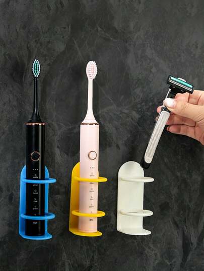 1pc No-Drill Electric Toothbrush Holder, Suction Cup Wall Mount Storage Rack, Bathroom Toothbrush Organizer