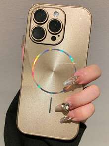 Ốp lưng điện thoại silicon siêu mỏng, sang trọng, họa tiết CD lấp lánh Aurora, hỗ trợ sạc không dây từ tính cho iPhone 17 Pro Max, 17 Pro, 17, 16 Pro Max, 16 Pro, 16, 15 Pro Max, 15 Pro, 15, 14 Pro Max, 14 Pro, 14, 13 Pro Max, 13 Pro, 13, cung cấp khả năng bảo vệ camera và chống sốc. - Vàng sa mạc - Xem 3