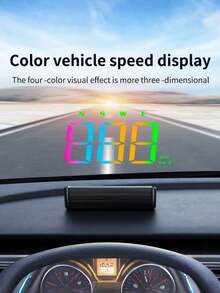 5V高清HUD车载抬头显示器，ABS材质，通用驾驶员位置，USB供电，有线连接，公里/小时/英里/小时可切换，超速报警，无需电池 - A - 查看 2