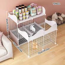 Avtagbar och monterad inomhuskaninbur med bricka, lätt att rengöra, kaninvilla för hemmabruk, marsvin och små husdjursstaket - Multifärgad - Visa 3