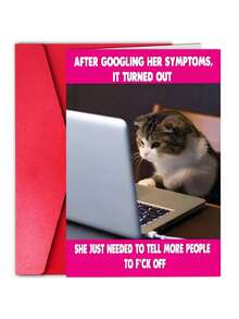 1张搞笑生日贺卡，送给她、朋友、同事、姐妹、爱猫人士、办公室玩笑对象，祝她早日康复——在谷歌搜索了她的症状之后 - 查看 2