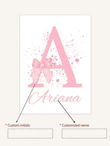 3pcs Personalized Pink Ribbon Wall Art Poster Customized Name Children's Room Decor Inkjet Painting Pink Bow Sweet Style Modern Cute Hanging Picture Minimalist Apartment Bedroom Living Room Decor Baby Girl Birthday Gift Unframed - Pink - View 5
