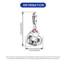 CYMYSS 1件可爱卡通风格925镀银立方氧化锆考拉心形吊坠，女士珠宝礼物，情人节/生日礼物 - 彩色 - 查看 4