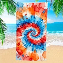 1 pezzo Telo da spiaggia con motivo a righe e Tintura a nodi colorato, telo da spiaggia extra large in microfibra super morbida, asciugamano da bagno altamente assorbente, adatto per viaggi, piscina, immersioni, surf, yoga, campeggio, disponibile in varie misure, accessorio da spiaggia - C - Visualizzare 2