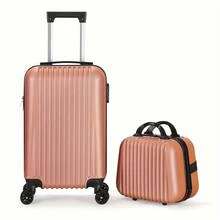 2-Piece Lightweight Carry-On Spinner Luggage Set, Rose Gold - Rose Golden - View 1