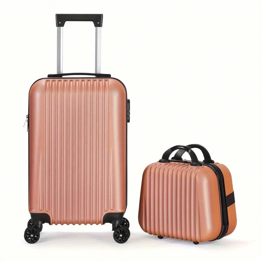 2-Piece Lightweight Carry-On Spinner Luggage Set, Rose Gold - Rose Golden - View 1