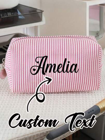 Personalized Cosmetic Bag, Custom Makeup Bag With Name, Bridesmaid Gift, Bachelorette Party Gift, School Supplies, Back To School, School Gift, Office Supplies, Classroom Supplies, Coworker Gift, Dorm Supplies, Middle School Student, High School Student, 10th Grade Student, Teens, Multi-Purpose, Large Capacity, Multifunctional, Birthday Gift, Holiday/Vacation Gift