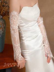 Lace Wedding Dress Sleeves, Soft Lace Hollow Sleeve Cuffs, Bridal Gown Accessories, French Retro Wedding Dress Decor - Multicolor - View 5
