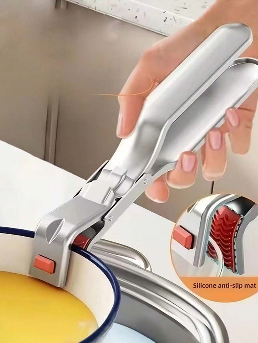 1PC Stainless Steel Anti-Scalding Clip, Kitchen Bowl Clip, Steamer Clip, Heat-Resistant Kitchen Tool. Functional Anti-Scalding Clip With Silicone Anti-Slip Material. Suitable For Air Fryers, Steamers, And Ovens. Ergonomic Handle - Lightweight And Easy To Use. - Multicolor - View 1