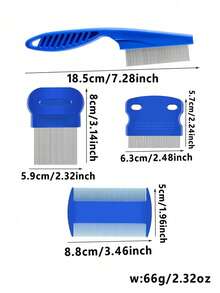 4件套专业除虱、除蚤、去屑梳套装，密齿梳子套装，不伤头皮去屑刷，专用头发驱虫梳 - 彩色 - 查看 4