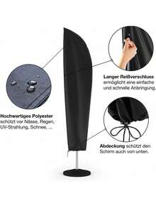 Outdoor Parasol Cover, Rainproof, Windproof, Banana Parasol Cover, Parasol Cover - Black - View 4