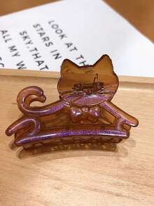 3个/1个 7.5厘米/2.95英寸 女士闪亮卡通可爱猫爪镂空珍珠发夹，优雅小众可爱动物发爪，绿色/粉色/棕色，适合度假、发型、马尾辫、发髻，时尚百搭，优雅简约，纯色发爪，适合日常佩戴、休闲、通勤，夏季度假海滩发饰，夏季海滩发夹，度假发夹 - 彩色 - 查看 4