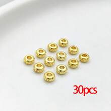 30 hạt cườm mạ vàng 18K, hạt tròn dẹt, hạt đệm bằng đồng thau, hạt hình trụ, hạt tròn nhỏ dùng để làm vòng tay, vòng cổ, trang sức, đồ thủ công DIY. - Nhiều màu - Xem 6