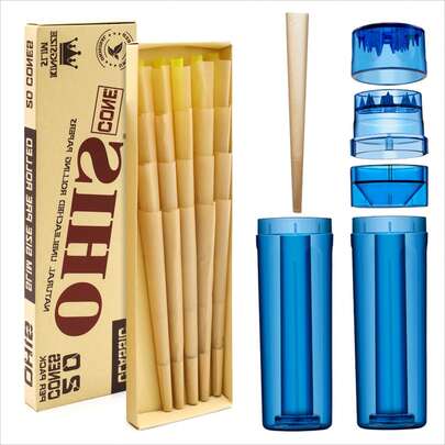 2pcs/Set, 4-In-1 Grinder With Storage, Manual Grinding, And 20pcs Pre-Rolled Cone Papers, Slow Burning And Easy To Fill, Convenient And Quick, Perfect Gift For Birthday, Holiday And Party Lovers, Valentine's Day Gift