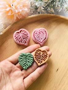 塑料聚合物粘土切割器 & 叶子形状，精细纹理 - DIY 手工艺品，带有精确切割边缘，适用于手工粘土、珠宝珠子、树脂饰品 - 聚合物粘土艺术用品模具（兼容 DIY 套件） - TH148 - 查看 4