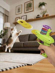 Interactive Cat Toy Launcher, Foam Disc Launcher For Indoor Play, Battery-Free, Fun For Kittens & Adult Cats,Cat Essential - Multicolor - View 2