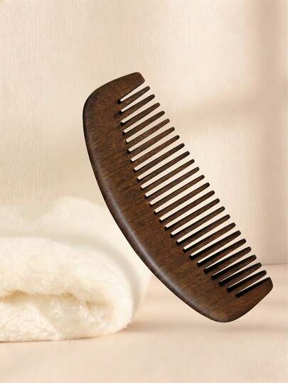 1pc Wide-Tooth Natural Sandalwood Comb, Coarse Teeth Scalp Massage Brush, Anti-Static, Suitable For Curly, Permed And Straight Hair, Women's Styling Comb, Hair Brush, Hair Accessory, Hair Salon & Travel Essential