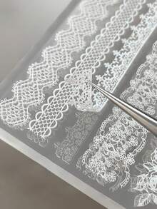 Khuôn vẽ móng ren 3D, khuôn silicon dập nổi móng, khuôn trang trí móng DIY, dụng cụ thiết kế móng tái sử dụng dành cho tiệm nail. - Trong sáng - Xem 6