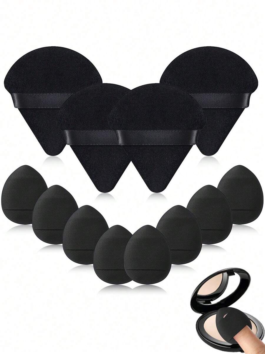 Bộ 12 bông mút trang điểm, gồm 4 bông mút hình tam giác và 8 bông mút hình ngón tay cái, thích hợp để tán phấn và trang điểm. Mềm mại, thân thiện với da, dễ mang theo với hộp đựng đầy đủ. - Nhiều màu - Xem 1